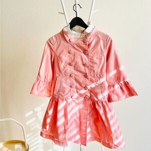 Pink Double-Breasted Ruffle Coat